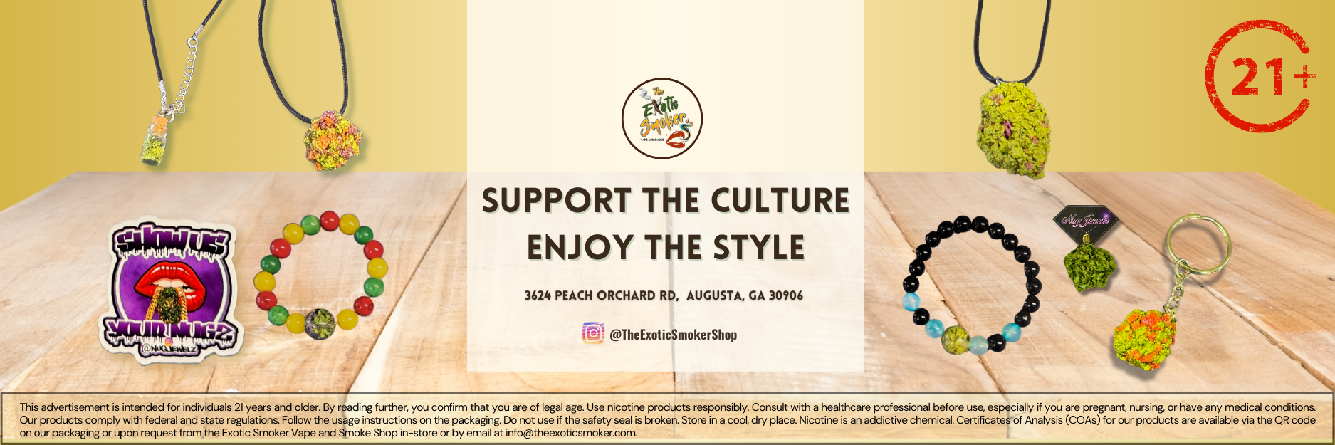 The Exotic Smoker Vape and Smoke Shop - Augusta - GA - Support the Culture and Enjoy the Style - Assortment of Jewelry Handmade Hemp Jewelry Products from the Nug Jewelz Collection